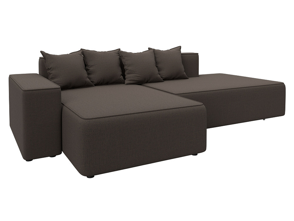 Диван угловой Лига-079 угол левый РОГОЖКА Амур 05 коричневый