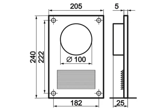 Настенная пластина Zernberg с фланцем и решеткой d100мм 38637