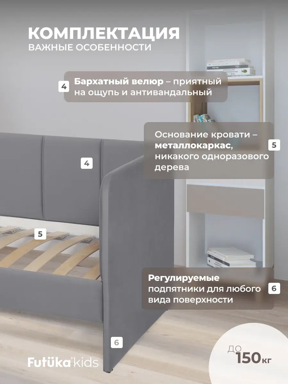 Диван - кровать 200х90 см Stitch ткань Микровелюр