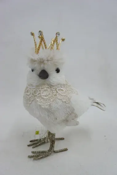 Декоративная фигура Птичка Синичка 14*8*19 см., белый, пенопласт, Christmas DeLuxe (14323)