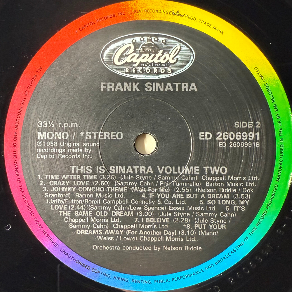 Frank Sinatra ‎– This Is Sinatra Volume Two (Англия 1984г.)