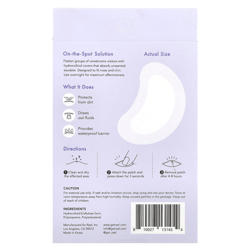 Rael, Miracle Patch, крышка от точечного нанесения, 10 патчей