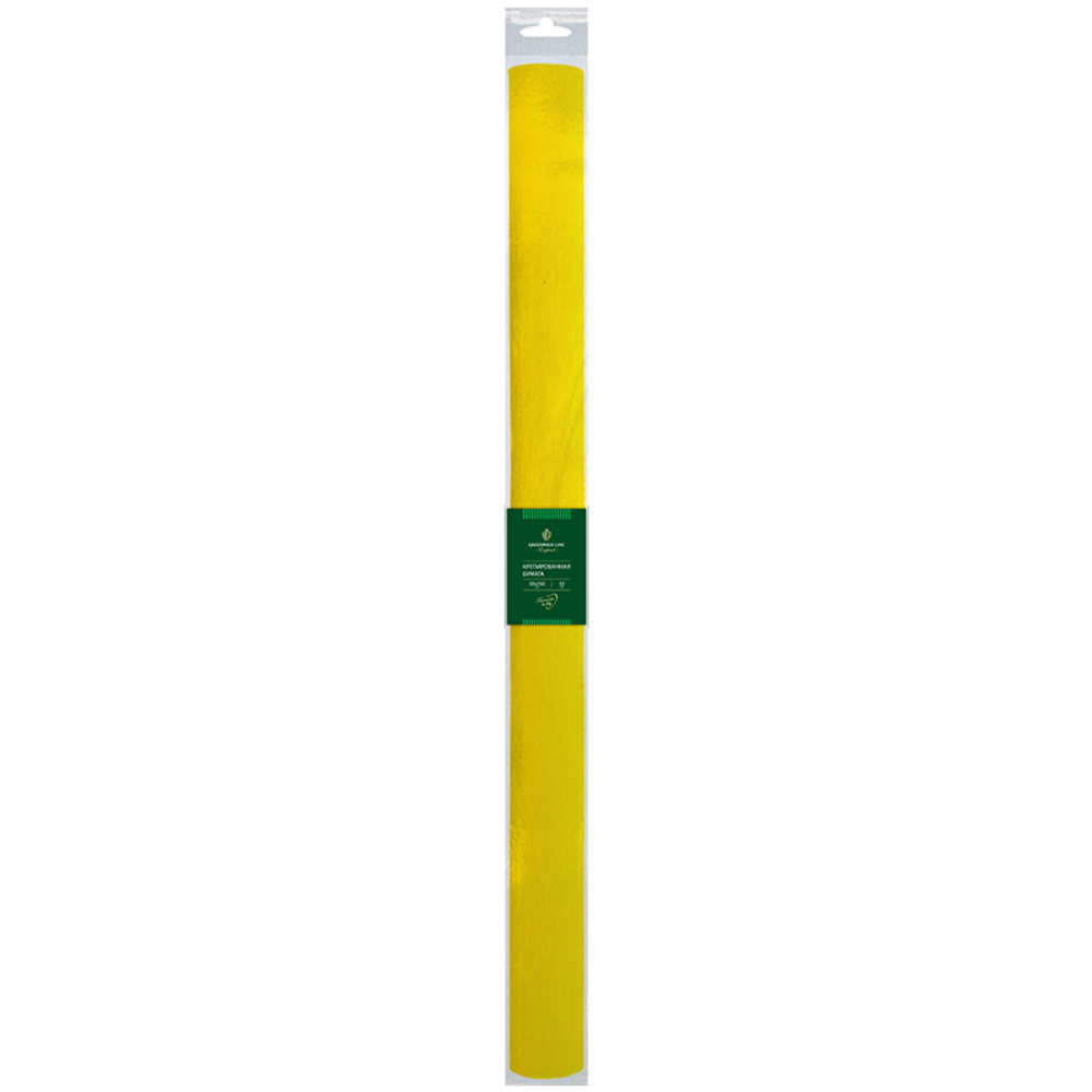 Бумага крепированная Greenwich Line, 50*250см, 32г/м2, желтая, в рулоне, пакет с европодвесом