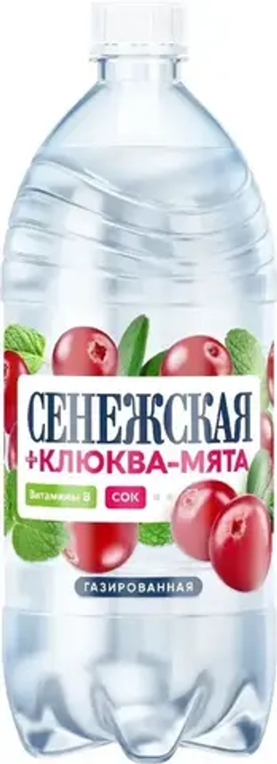 Вода вкусовая Сенежская Клюква-Мята газированная, 1 л