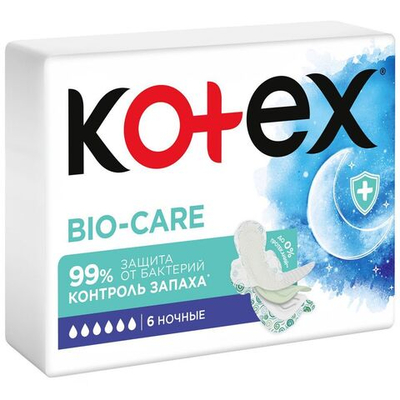 KOTEX ultra Bio-Care прокладки ночные 6шт.