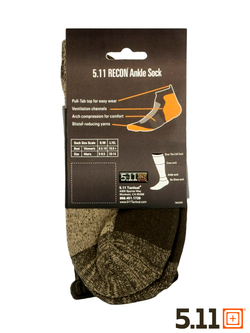 Термоноски 5.11 Tactical RECON Ankle Sock (TAC-6260). Олива-серый