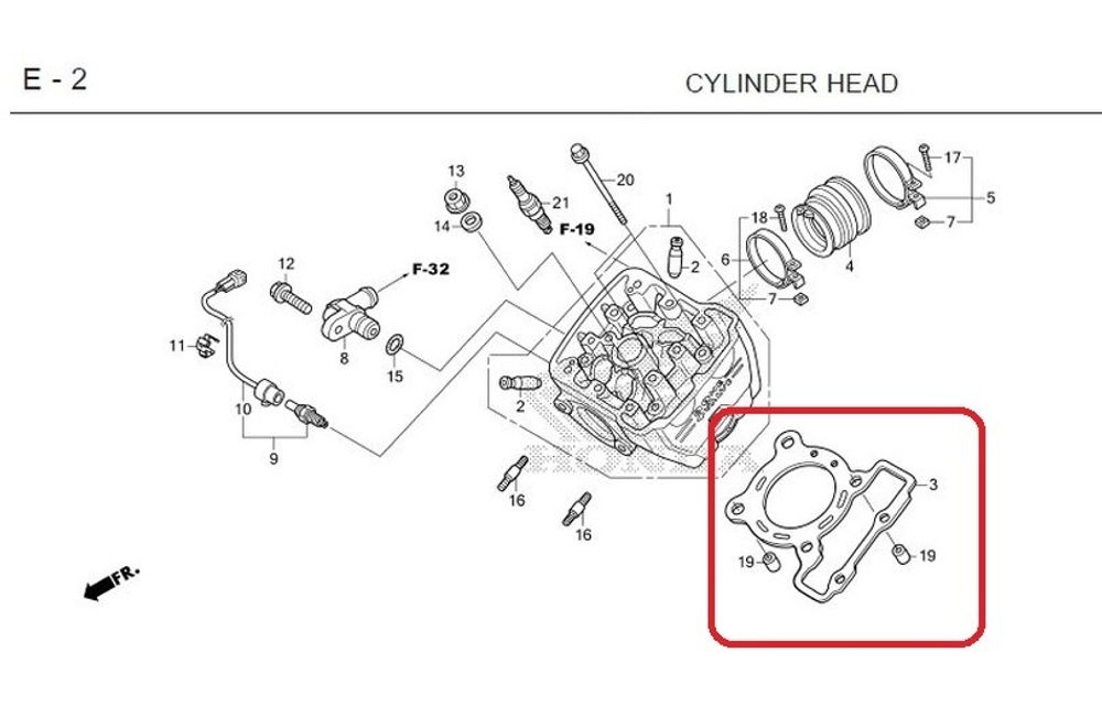12252-KPP-900. GASKET, CYLINDER HEAD, OS. Honda CBR150