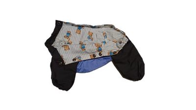 Комбинезон,  утепленный байкой 21 мальчик (обхват груди 36 - 44) темно голубой - черный