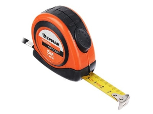 Рулетка 5м*19мм ЕРМАК автостоп с двукомпонентным корпусом