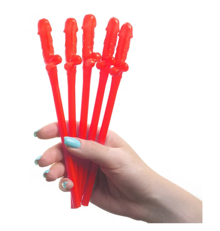 Трубочки коктейльные 18+, 5 штук, красные