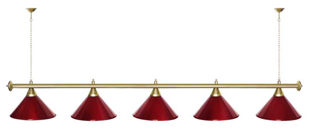 Лампа STARTBILLIARDS 5 пл. (плафоны зеленые,штанга зеленая,фурнитура золото)