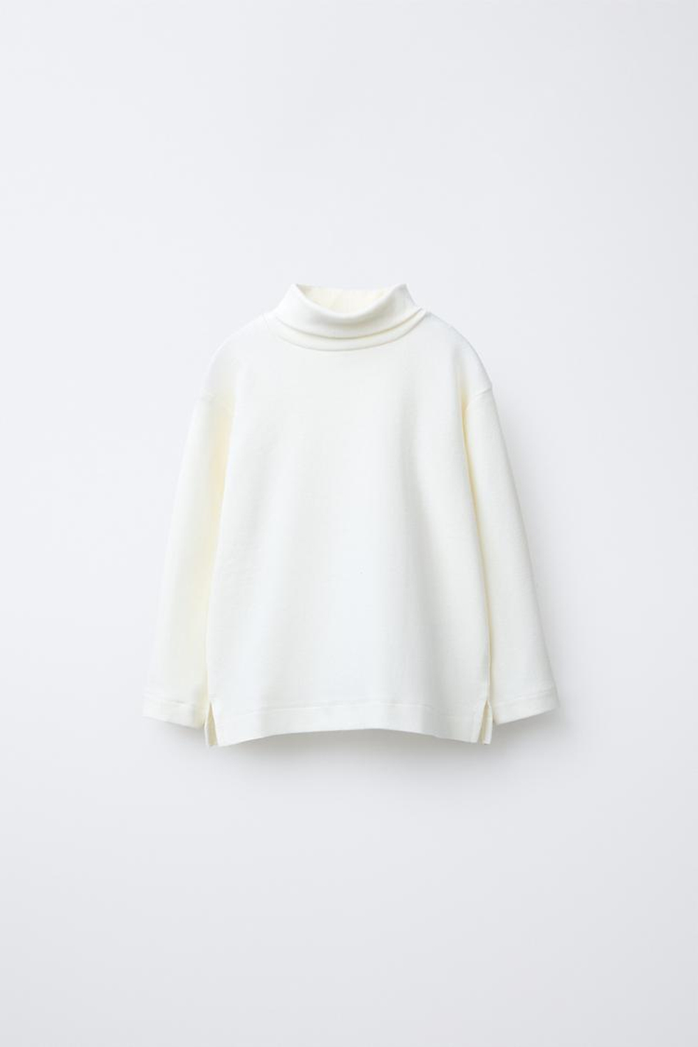 ZARA ФУТБОЛКА С ВЫСОКИМ ВОРОТНИКОМ, ЭКРЮ