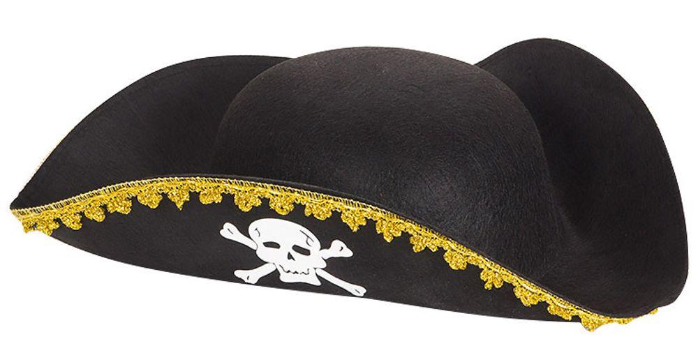 Шляпа Пират, фетр, Черный, 1 шт.