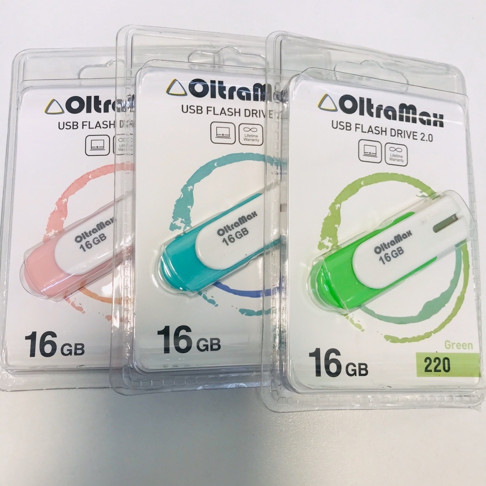 USB Флешка 16GB OltraMax 220, USB 2.0, зеленая