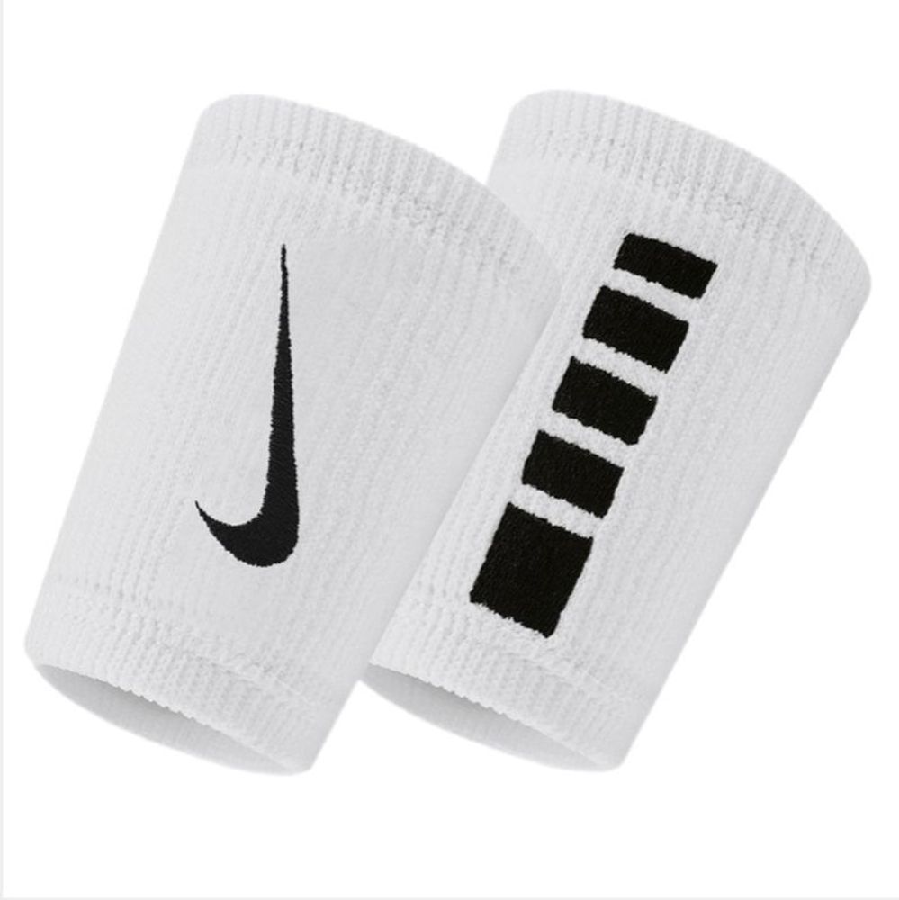 Напульсник теннисный Nike Elite Double-Wide Wristbands 2P - white/black