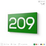 Номер на дверь 209, табличка на дверь для офиса, квартиры, кабинета, аудитории, склада, зеленая 120х70 мм, Айдентика Технолоджи