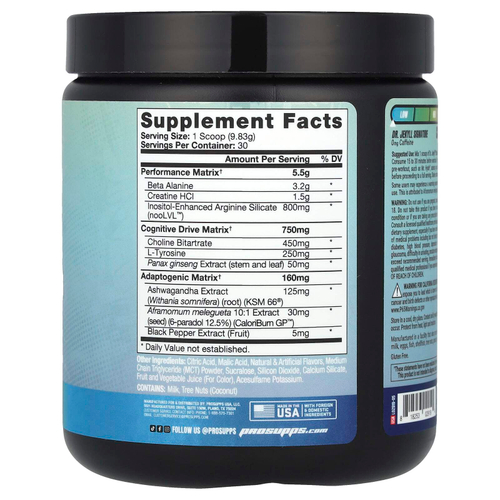 ProSupps, Цельнопищевой магний Jekyll Signature, перед тренировкой без стимуляторов, черничный лимонад, 294,9 г (10,4 унции)