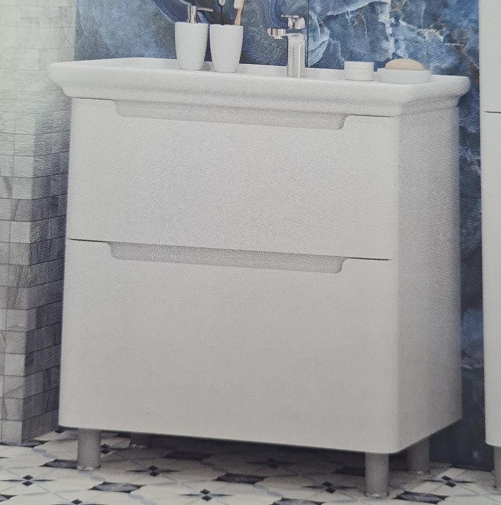 Тумба напольная SANITEKO "Кианит" под COMO 60, 2 ящика, белый глянец