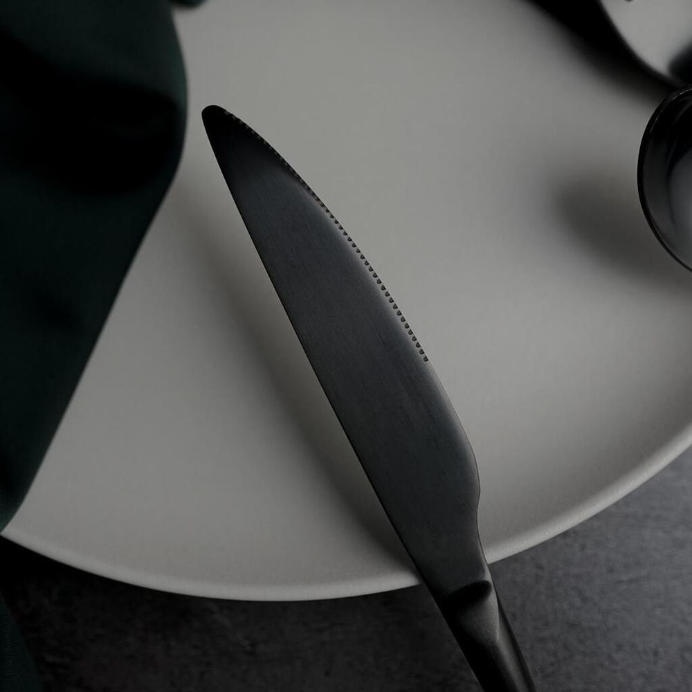 Нож столовый 23,5 см матовый черный цвет PVD   [12]