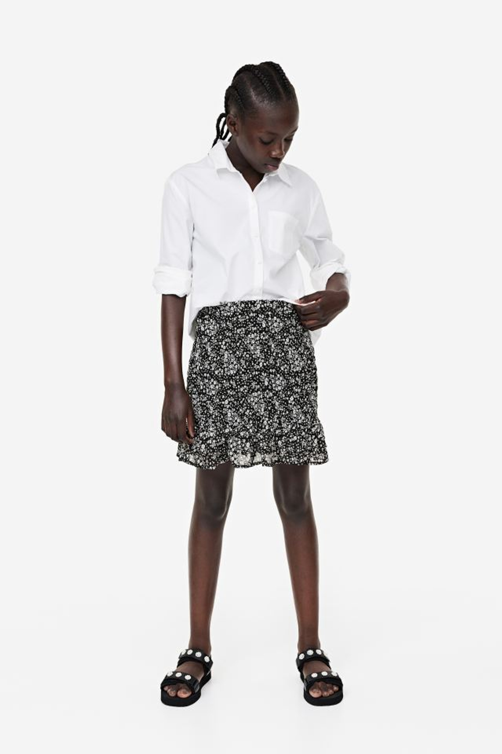 H&M Гофрированная шифоновая юбка, черный