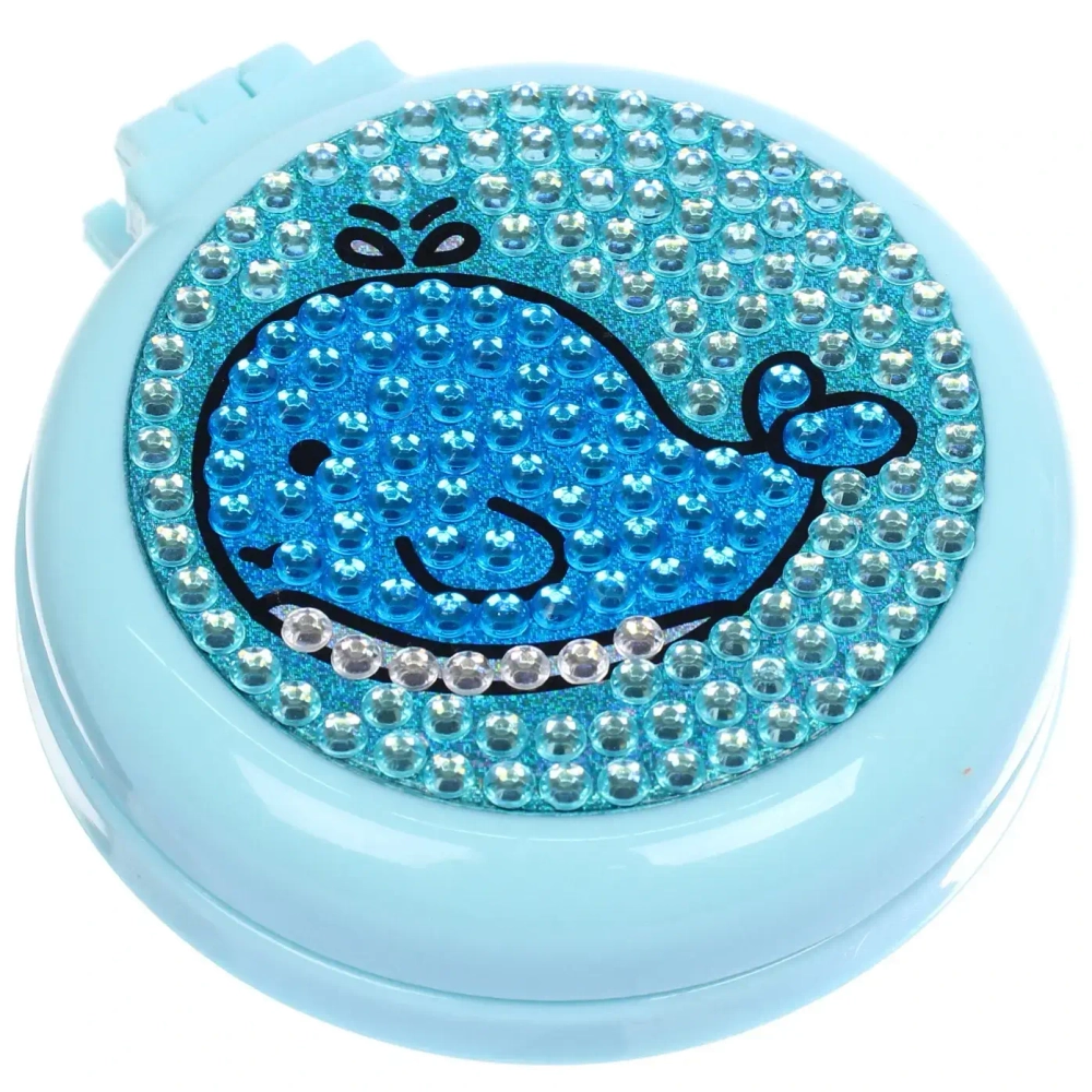 Расческа массажная детская складная «КАРАМЕЛЬ», китенок, цвет голубой, d-6см (пакет с подвесом)