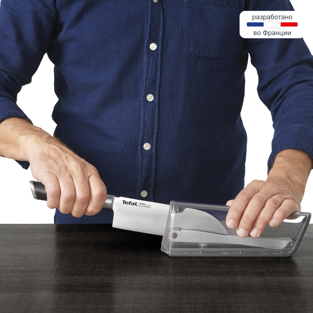 Нож сантоку с чехлом для заточки Tefal Ever Sharp K2579024