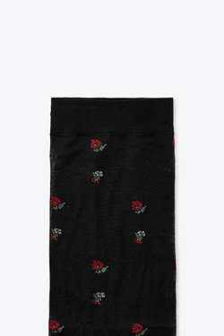 ZARA НОСКИ С ЦВЕТОЧНЫМ ПРИНТОМ, СРЕДНЕЙ ВЫСОТЫ, ЧЕРНЫЙ