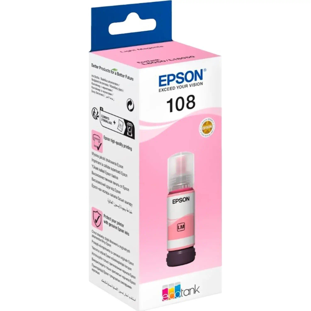 Чернила Epson 108 EcoTank Ink C13T09C64A для Epson L8050,Light Magenta 70ml