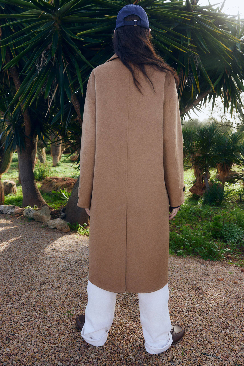 H&M Длинное пальто ручной работы из смесовой шерсти, темно-бежевый