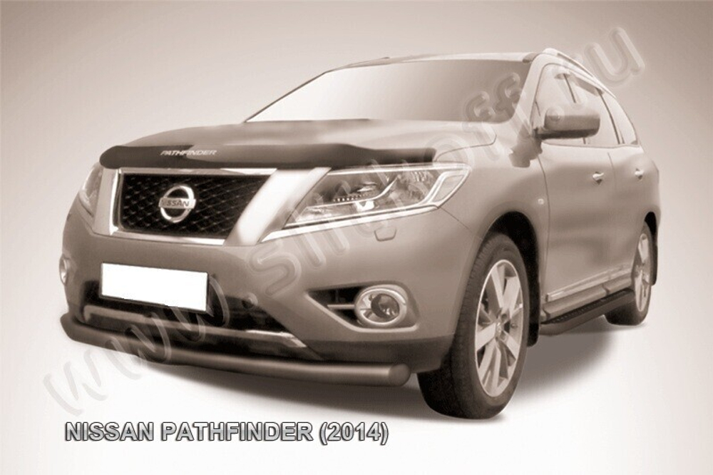 Защита переднего бампера Nissan Pathfinder (2012-2017) d76 серебристая