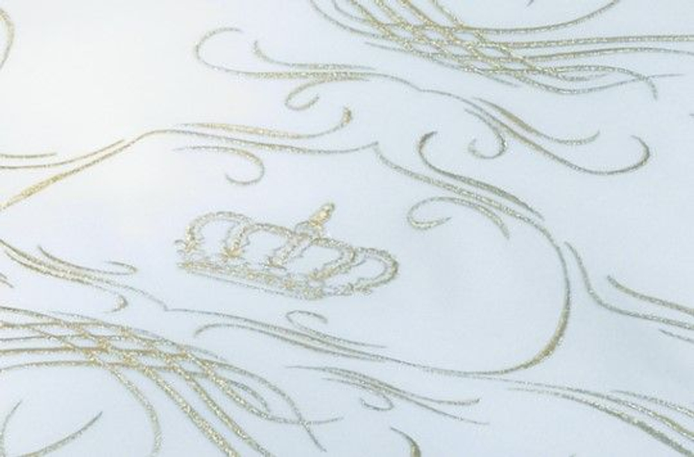 Пододеяльник 200х220 Christian Fischbacher Luxury Nights Crown 709 золотая вышивка Швейцария фрагмент