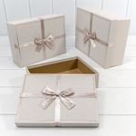Коробка 29х21х9.5 см Набор 3 шт "Eternity" с бантом (Пудровый)