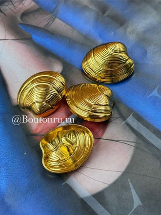 Пуговицы в форме ракушки большие золотые