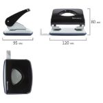 Дырокол до 30л, Brauberg, PN-100M, металлический, с линейкой, ассорти