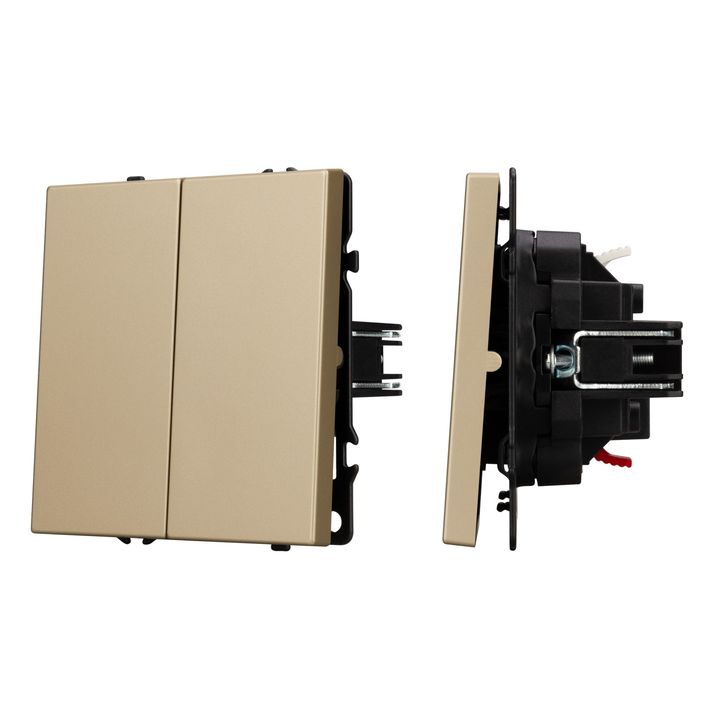 Механизм выключателя двухклавишный проходной SWT-NOBE-MKP2-SFPL-GD (230V, 10A) Arlight 054256