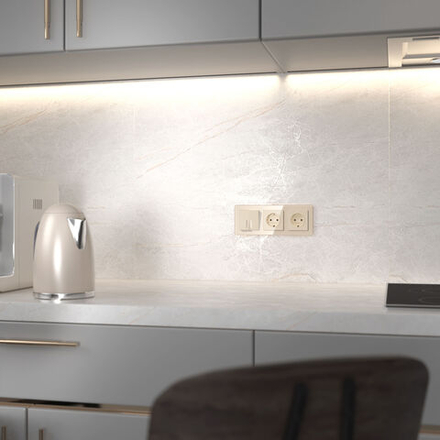 Выключатель двухклавишный проходной с подсветкой (айвори акрил)