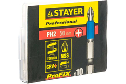 Биты PROFESSIONAL ProFix Phillips (10 шт; 50 мм; PH2; 1/4") STAYER 26203-2-50-10_z01