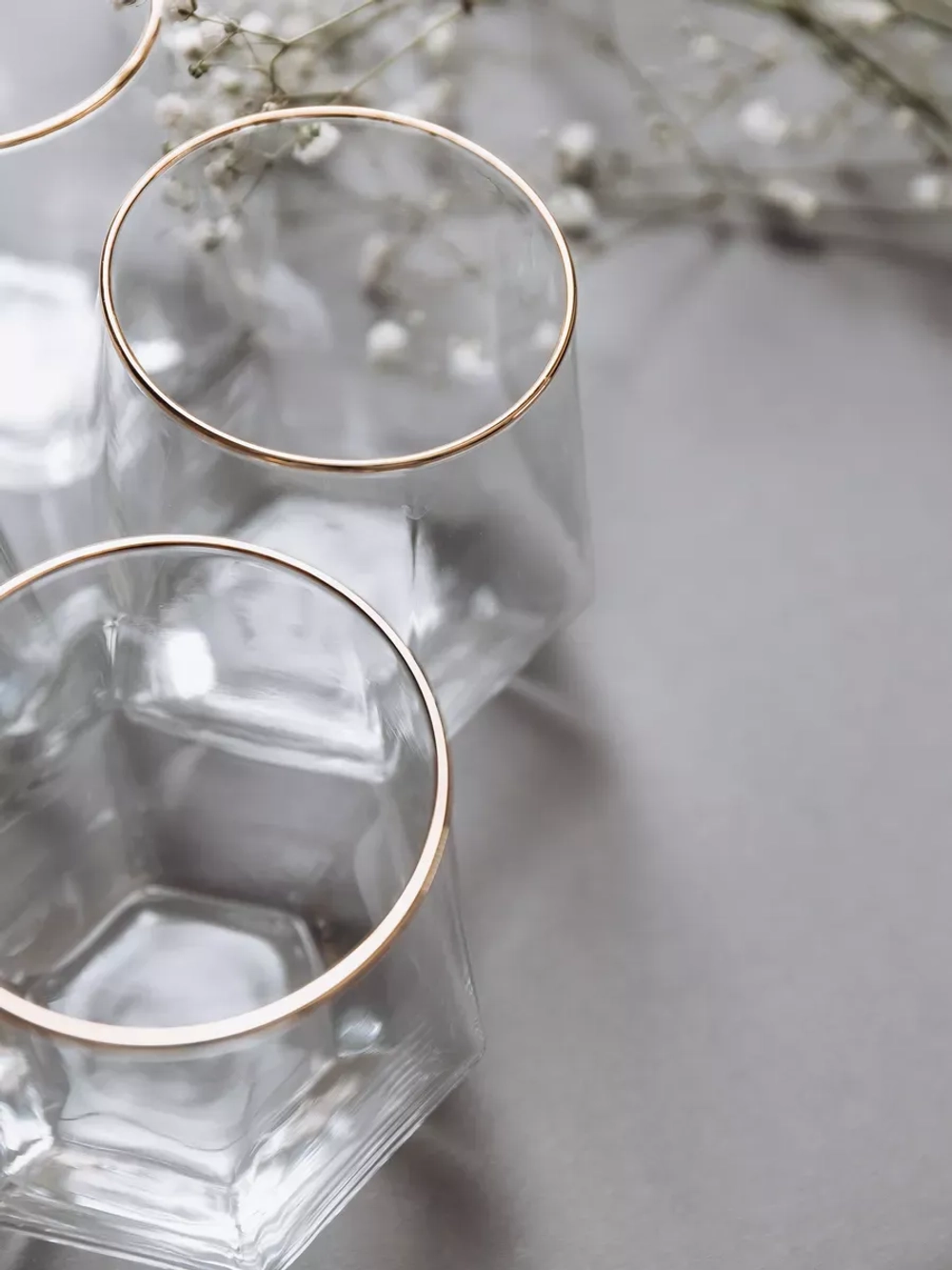 Набор шестигранных стаканов, 330мл, золотая кайма, 6 шт.