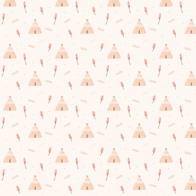 Индейский вигвам с перьями и узором зигзаг