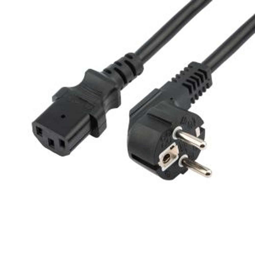 Шнур сетевой, вилка угловая СЕЕ 7/7(Schuko) - разъем IEC 320 C13, кабель 3x0,75 мм², длина 3 метра (