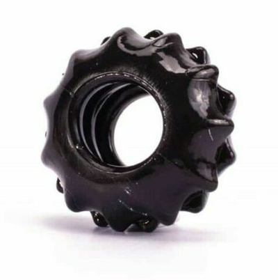 Чёрное эрекционное кольцо POWER PLUS Cockring с выступами (Цвет: черный)