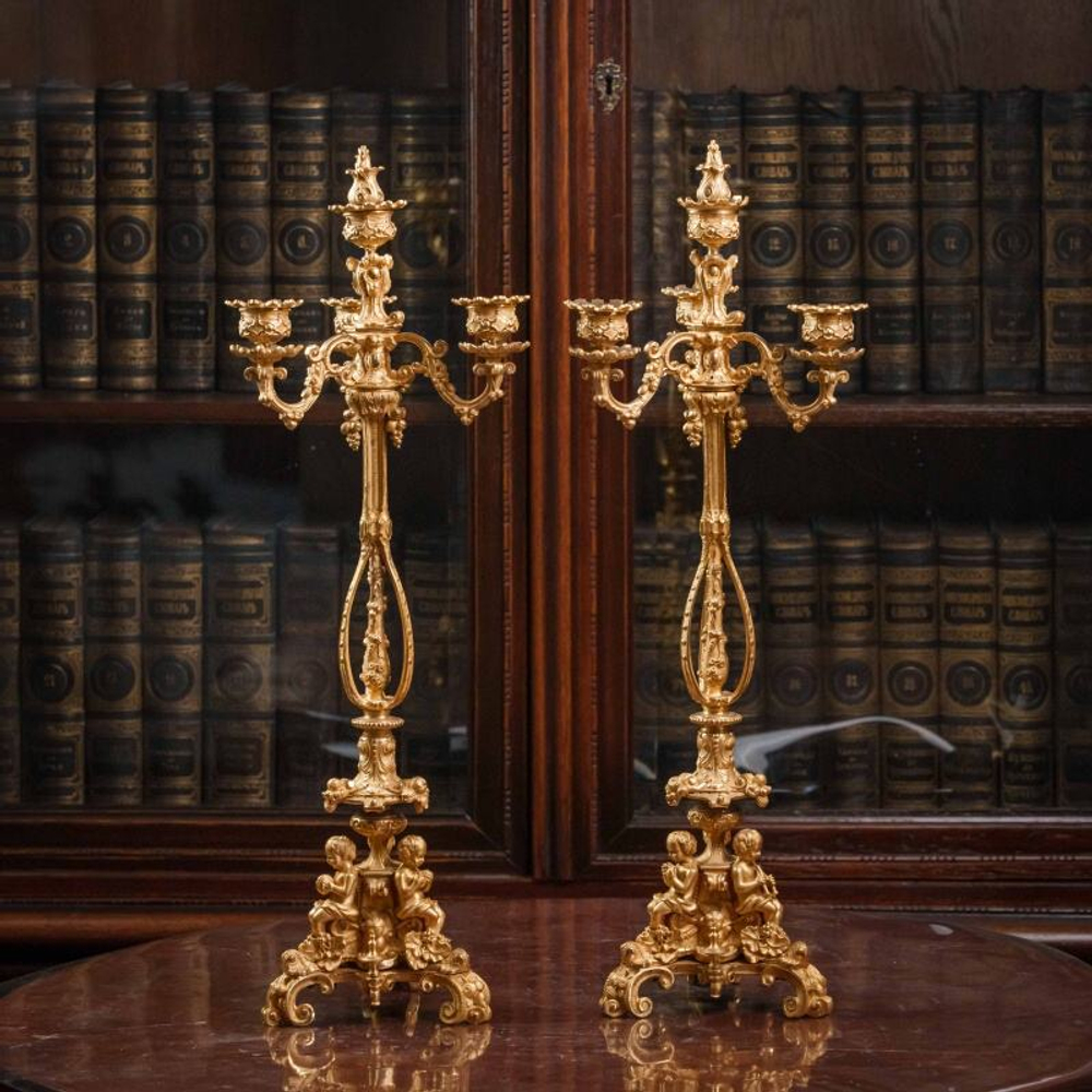 Пара бронзовых канделябров на 4 свечи