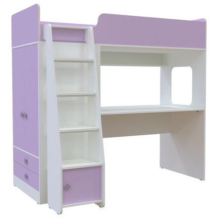 Кровать-чердак КарИВи Л-Ф607.1 75х190 Белый  Ирис