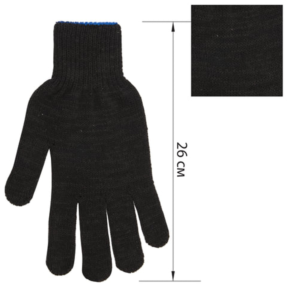 Перчатки хлопчатобумажные, КОМПЛЕКТ 5 ПАР, 7 класс, 65-67 г, 216 текс, ПВХ-точка, LAIMA "ПРОФИ" XL, черны