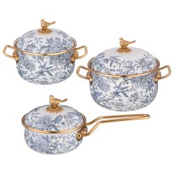 НАБОР ПОСУДЫ LEFARD СЕРИЯ ROYAL GARDEN 6ПР: КАСТРЮЛИ 2,1Л+2,8Л (16+18СМ) И КОВШ 0,9Л (14 СМ)