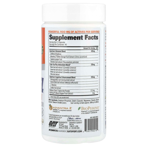 GAT, JetFuel®, Superburn, 120 капсул с маслом