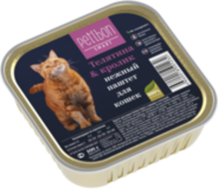 Корм консервированный для кошек Petibon Smart "Паштет с телятиной и кроликом", 100 г