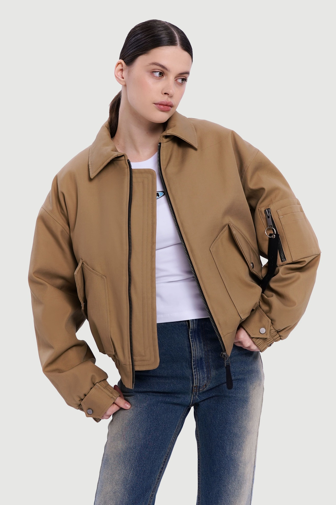 Бомбер "AVIATOR" бежевый