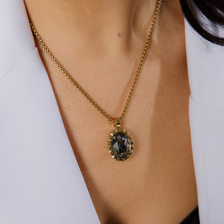 Колье Qudo TIVOLA UNICA big (G/P) Black diamond 3cm 420540