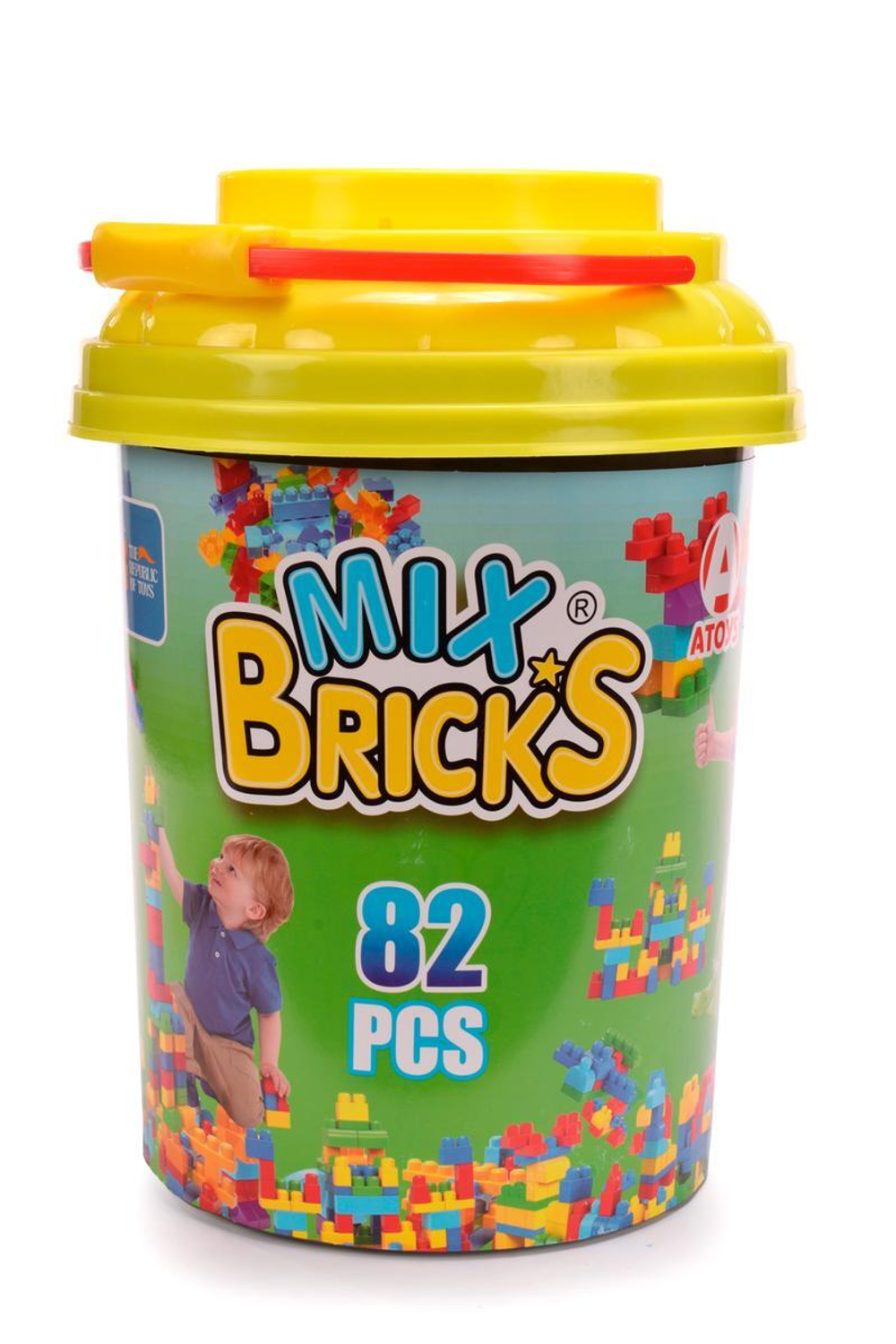 Пластмассовый игрушечный набор "Конструктор ведро 82 детали", пакет